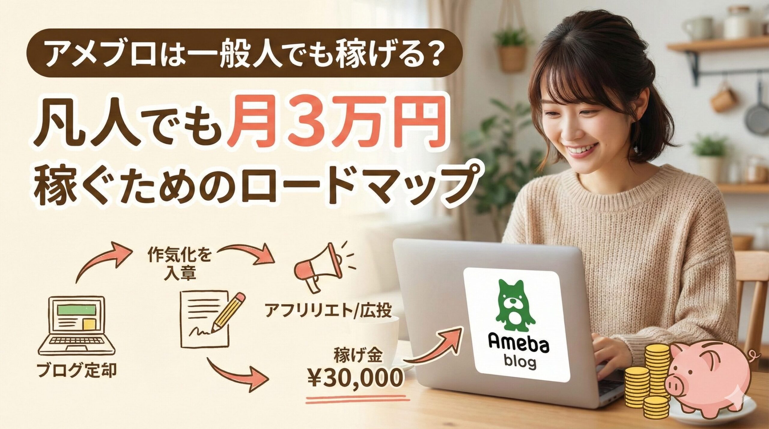 アメブロは一般人でも稼げる？凡人でも月3万円稼ぐためのロードマップ