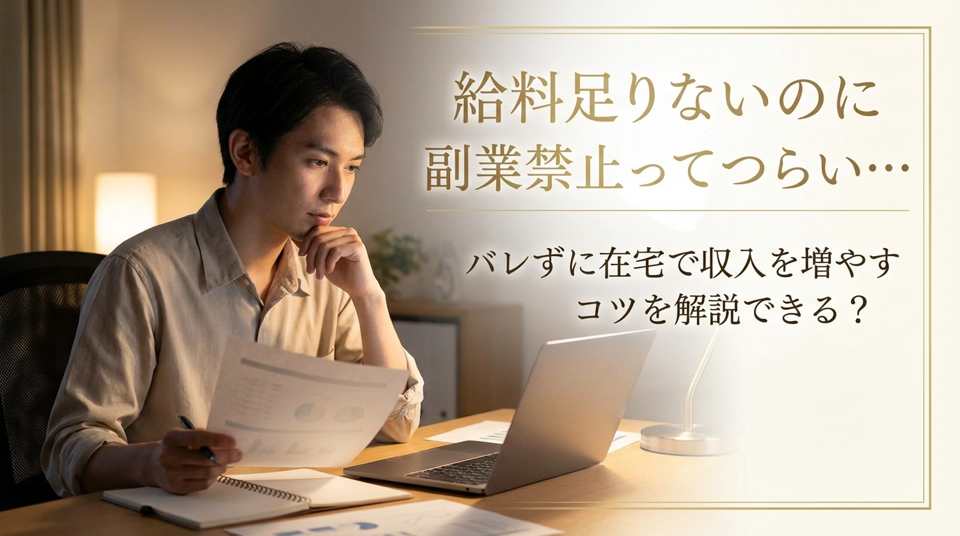 給料足りないのに副業禁止ってつらい…バレずに在宅で収入を増やすコツを紹介