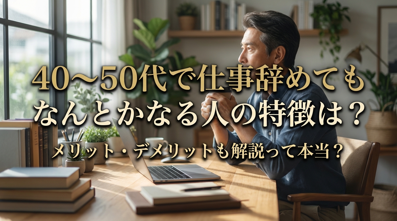 40〜50代で仕事辞めてもなんとかなる人の特徴は？メリット・デメリットも解説